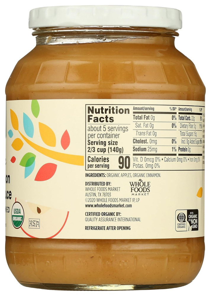 , Organic Cinnamon Applesauce, Unsweetened, 24 Ounce
