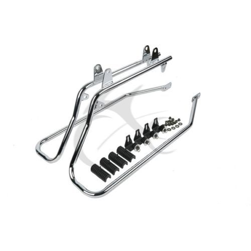 Black/Chrome Saddlebags Conversion Brackets For Harley Softail Fatboy 1984-2017
