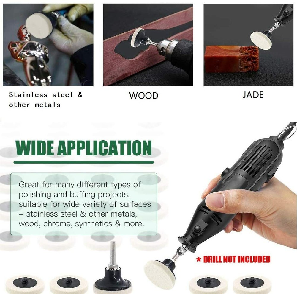 16PC 3" Quick Change Felt Buffing Disc Roll Lock Type R Compressed Wool Wheel