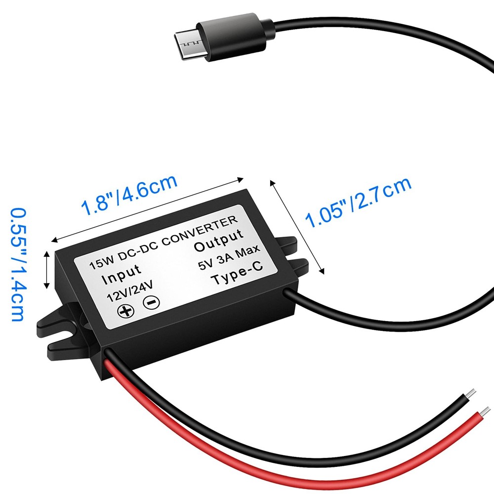 5V 3A Buck Converter USB Type-C Waterproof Power Adapter for Raspberry Pi 4