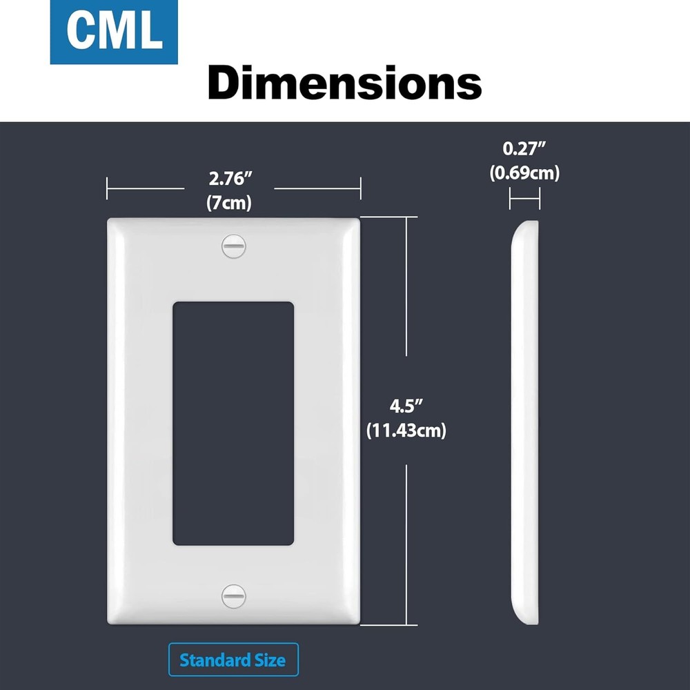 CML Decorator Wall Plates, 50 Pack Electrical 1-Gang 50 Pack, Gloss White