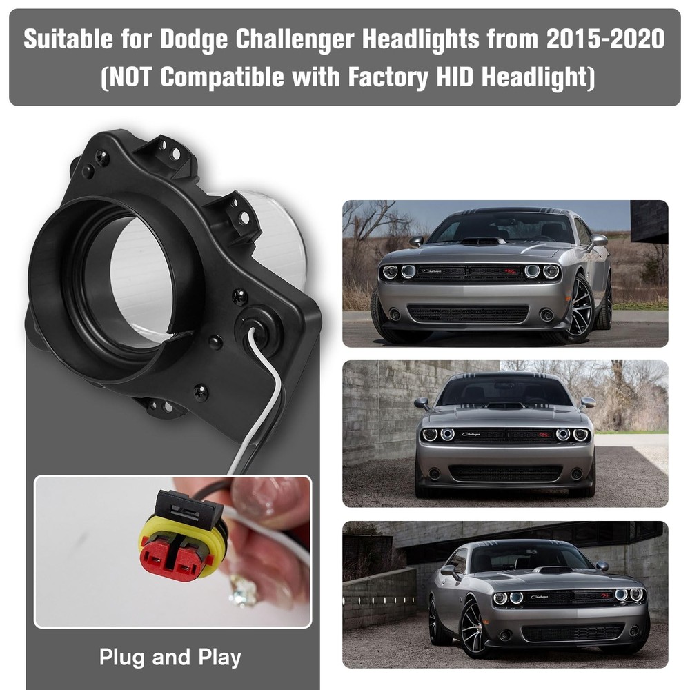 Dodge Challenger Headlights Bulbs, LED Headlamps Air Inserts Assembly Compati...