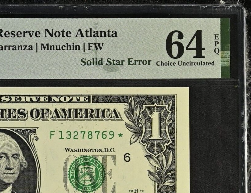 PMG64 RARE SOLID STAR ERROR OVER INKED ON BOTH 2 STARS 8769*