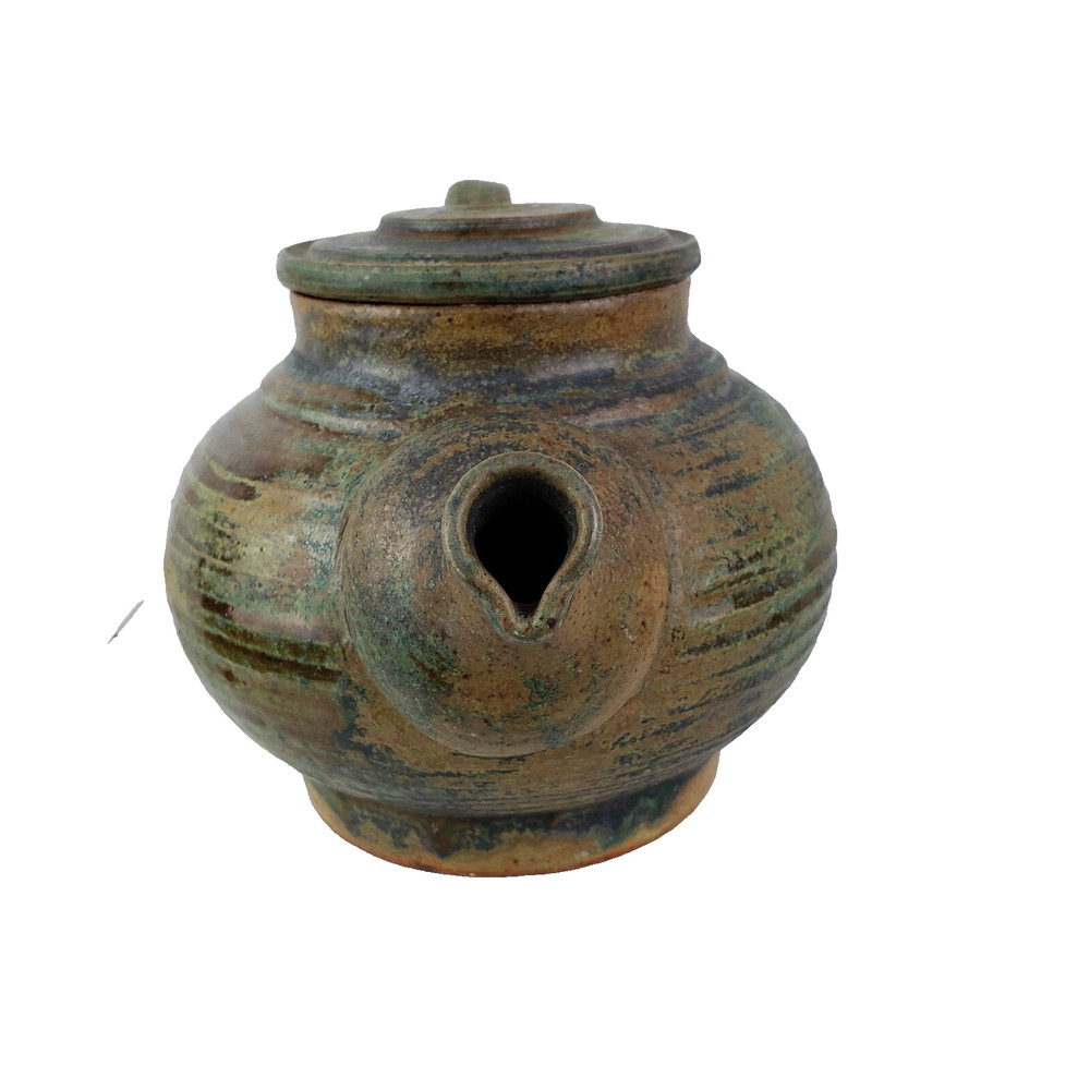 Tea Pot Green Pottery Lid 6-1/2"