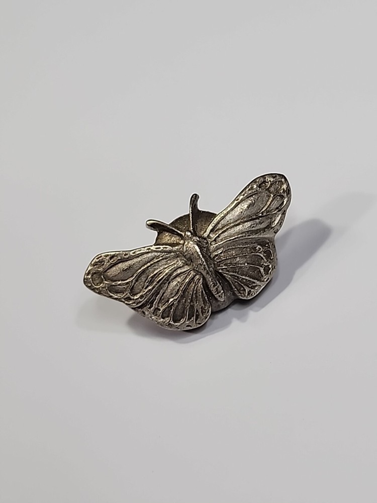 Butterfly Lapel Pin Silver Color Metal *