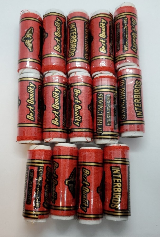 (14) Red Interbirds Best Quality Polyester Thread - 14 Spools Of 400 Yards