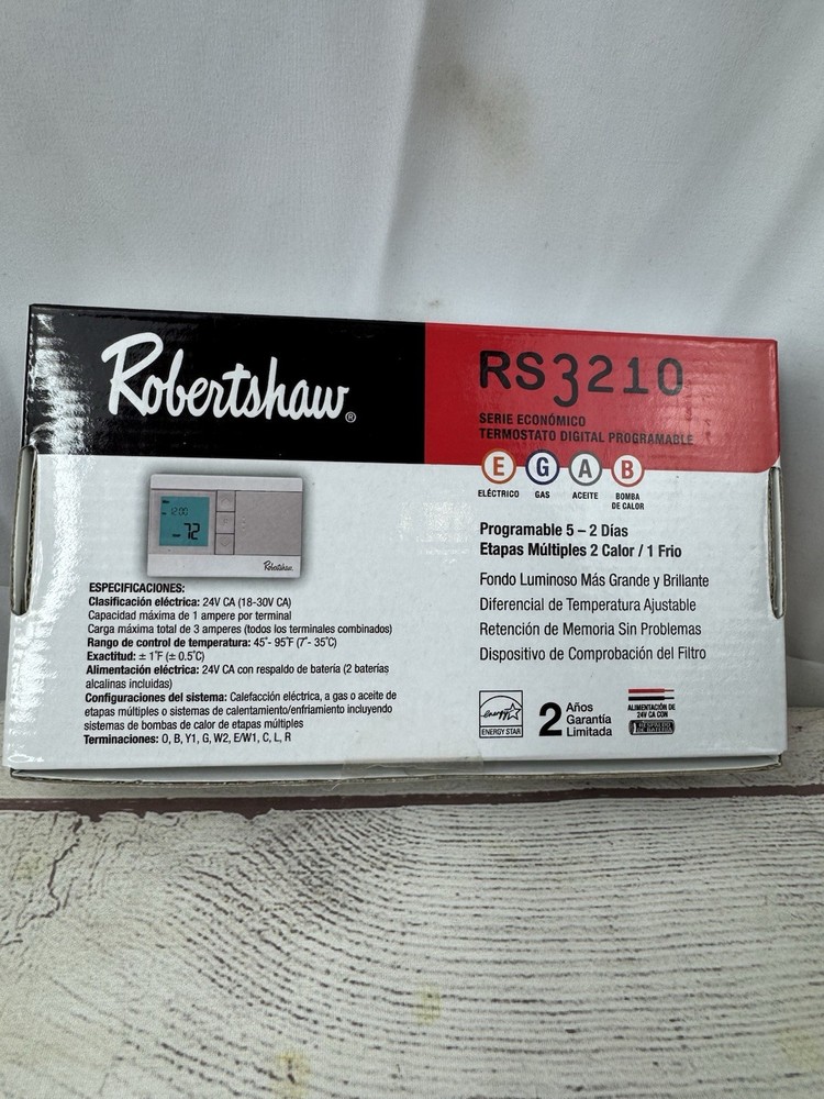New Robertshaw RS3210 Digital Programmable Thermostat Multi-Stage