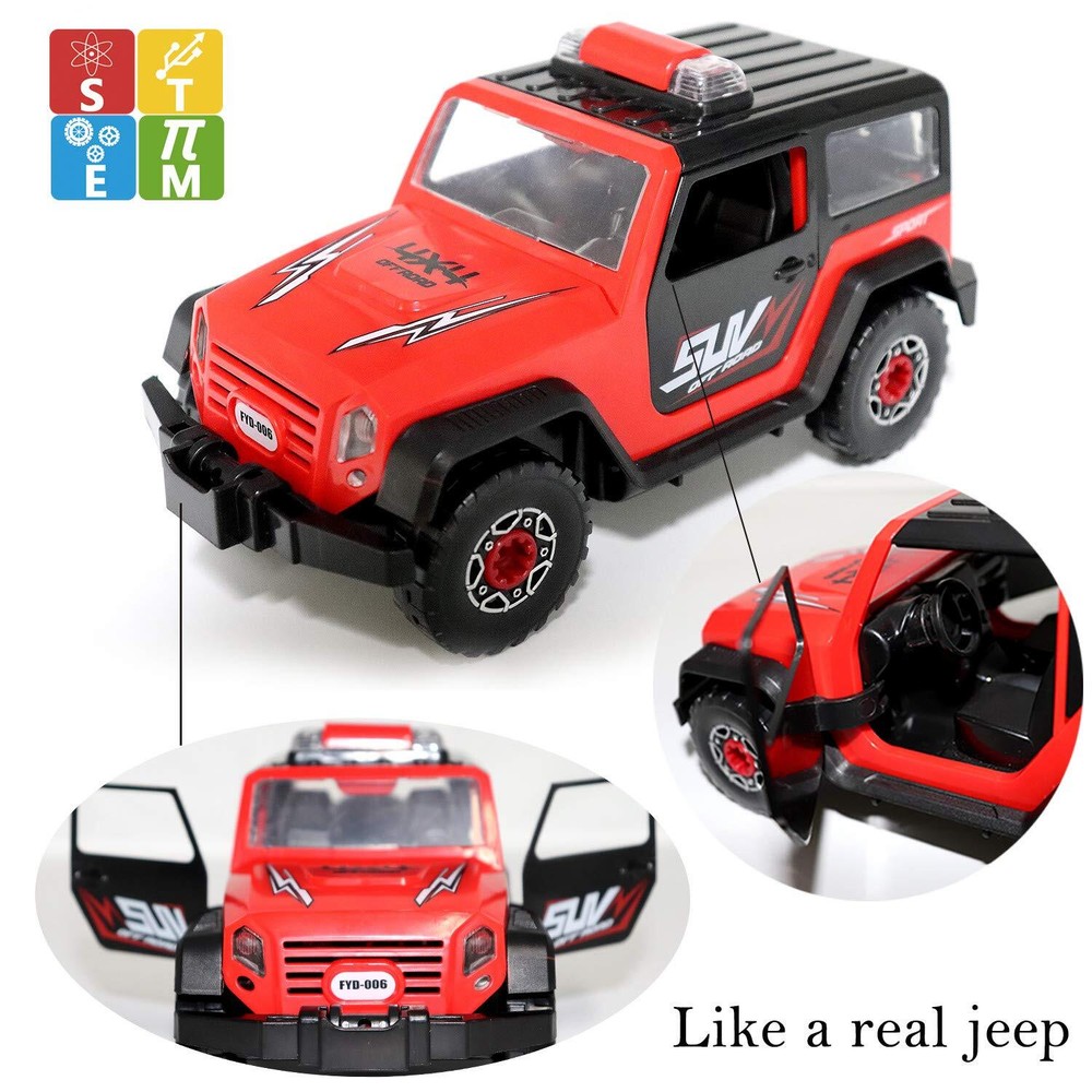 FYD 2In1 Take Apart Jeep Car STEM Learning Assembly Playset with Functional