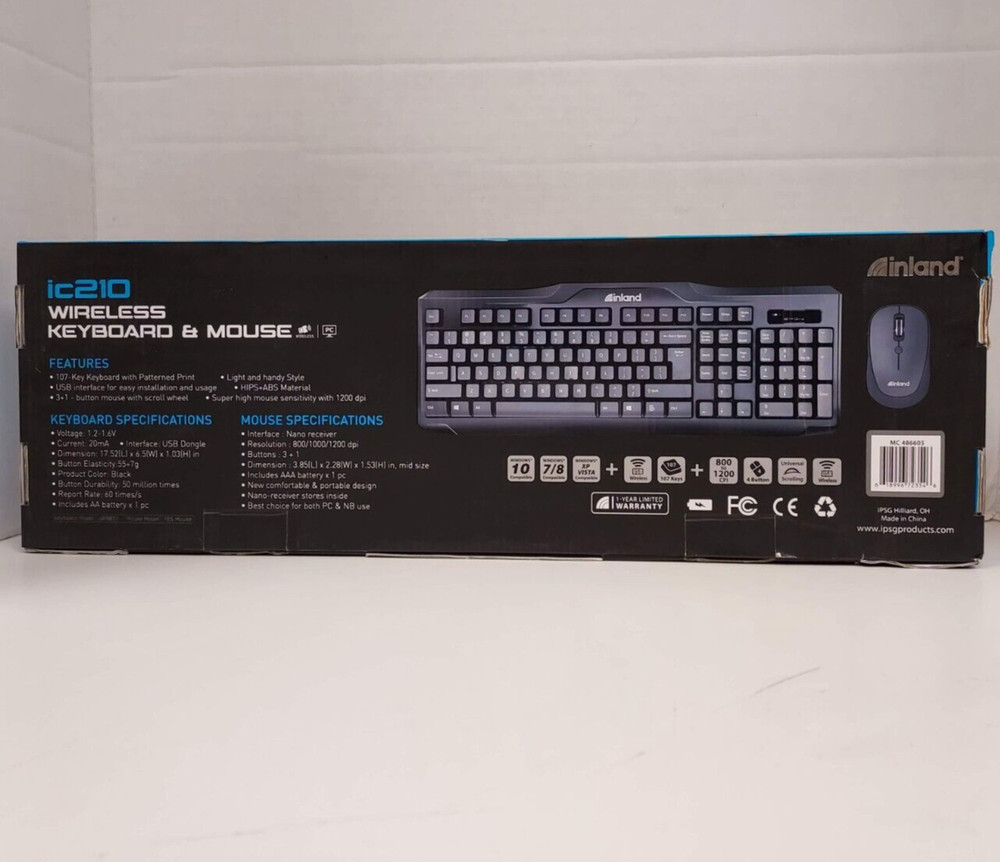 Inland ic210 Wireless Keyboard & Mouse Combo