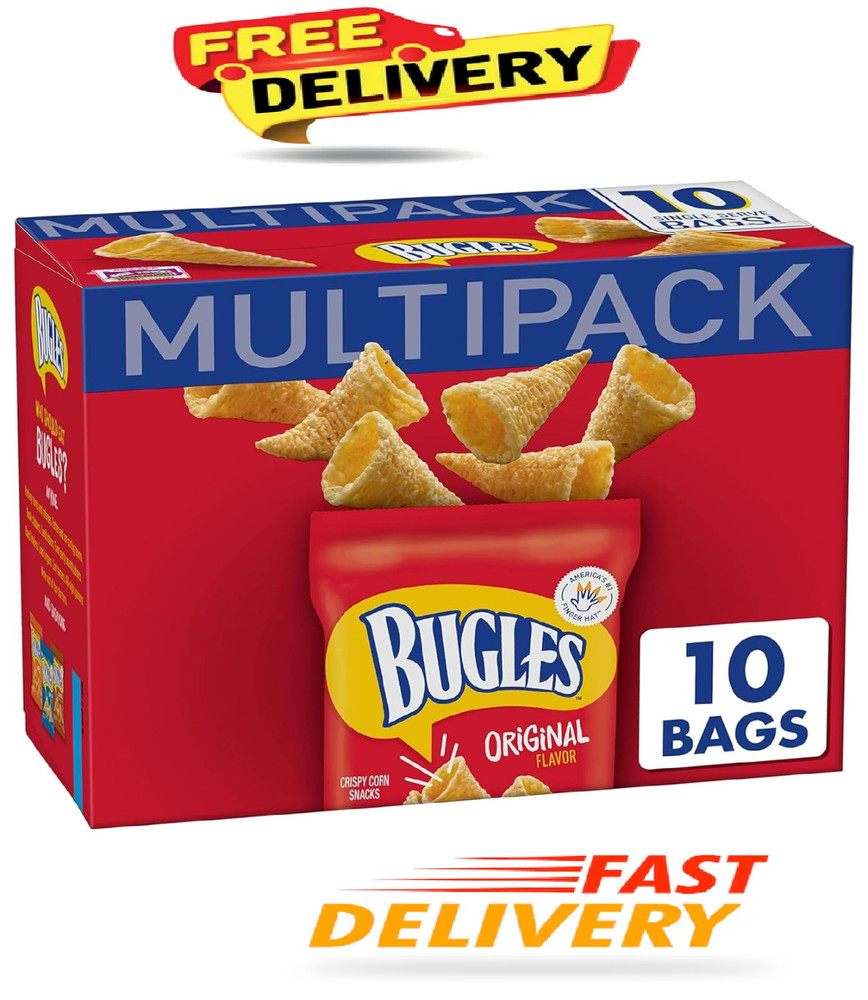 Bugles Original Crispy Corn Snacks, Snack Bags Multipack, 10 Ct, 8.75 oz