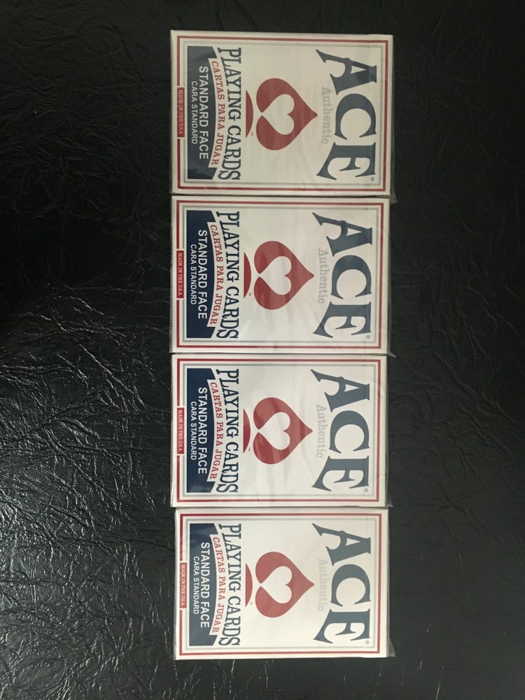 Ace Authentic Playing Cards with Standard Face - Blue Deck (Four Pack)