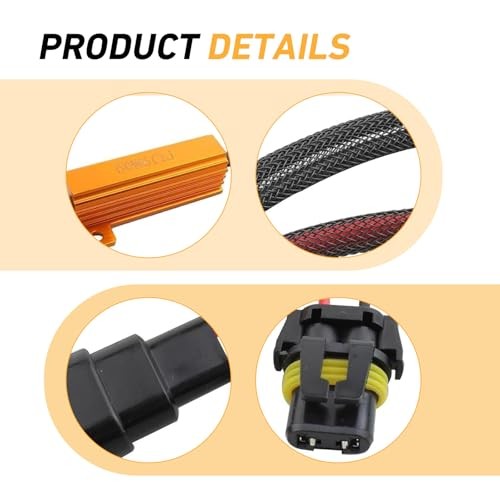 2 PCS 9006/HB4 LED Load Resistor Kit, 50W 6 Ohm Anti-Flicker Error Decoder,