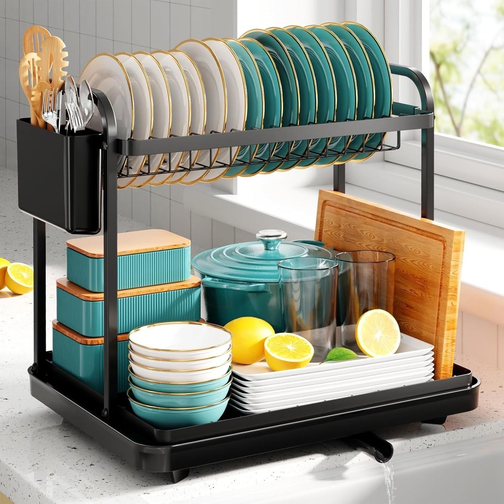 Large Capacity 2-Tier Kitchen Dish Rack—Space-Saving Stainless Steel Storage