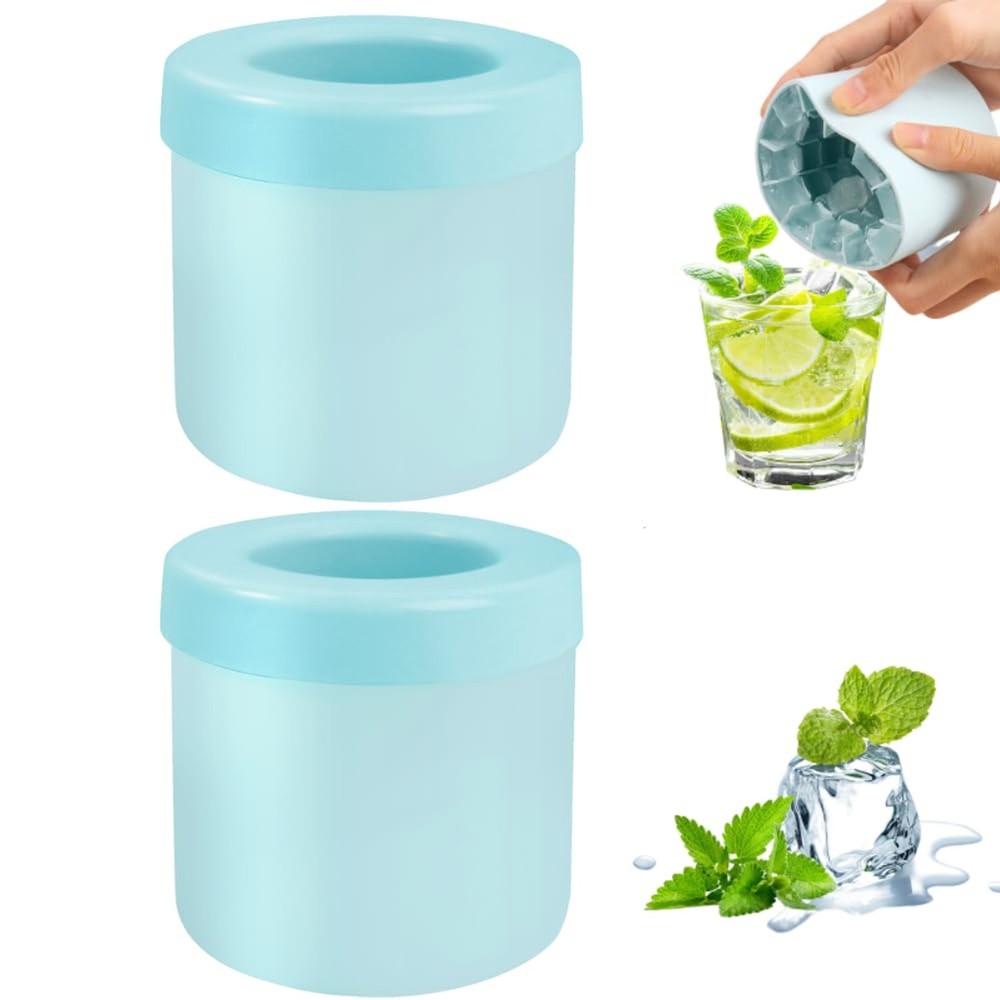 2PC Silicone Ice Cube Mold Maker Easy Release Ice Cup Stress Relief Tool food