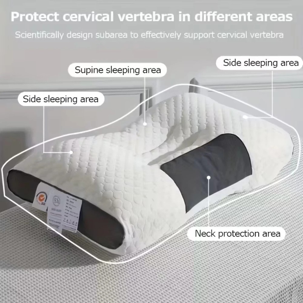 2 PCS ERGONOMIC NECK PILLOW HELP MASSAGE, SOFT, ADJUSTABLE SLEEPING 100%