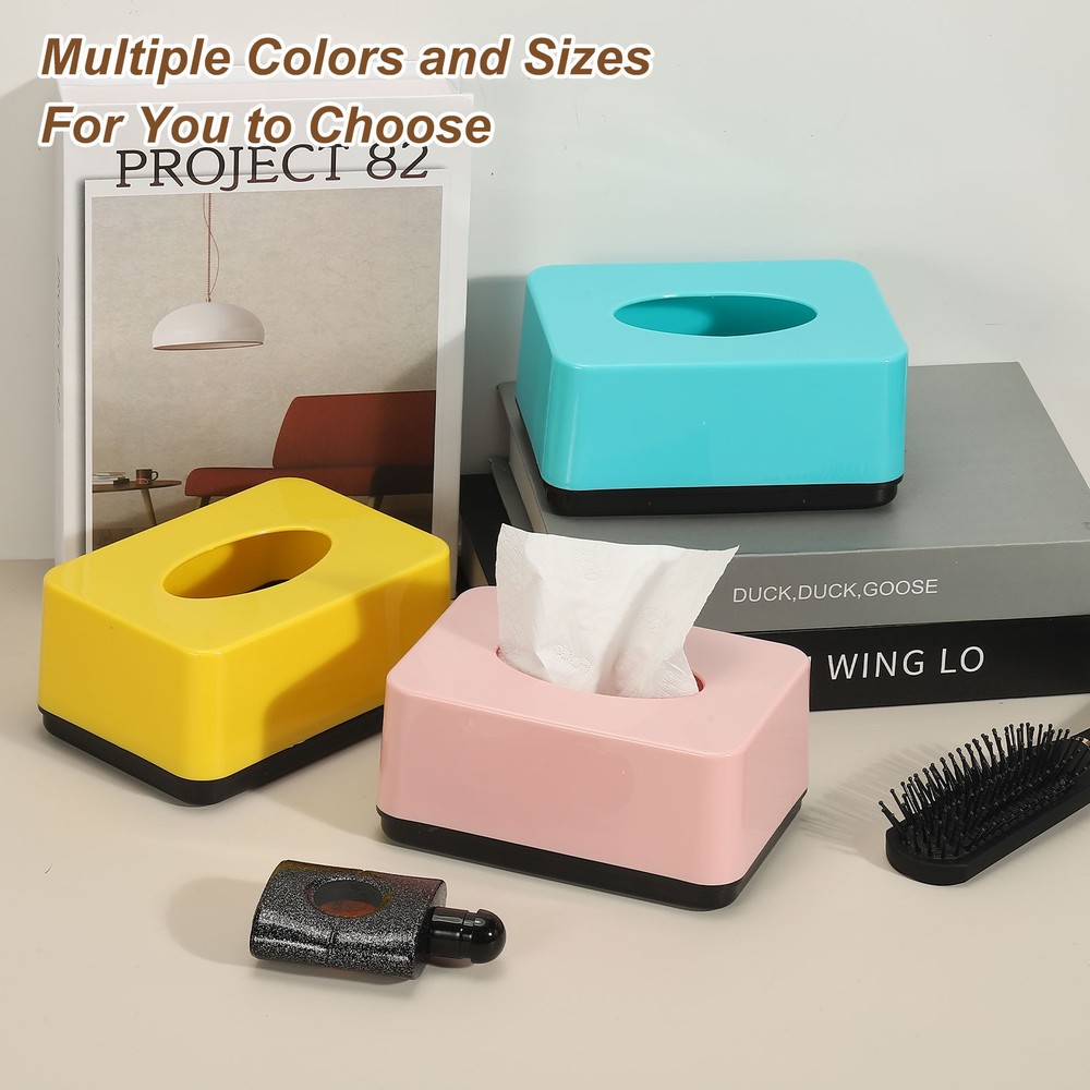 Tissue Box Cover, Plastic Rectangle Modern Tissue Box Holder, White
