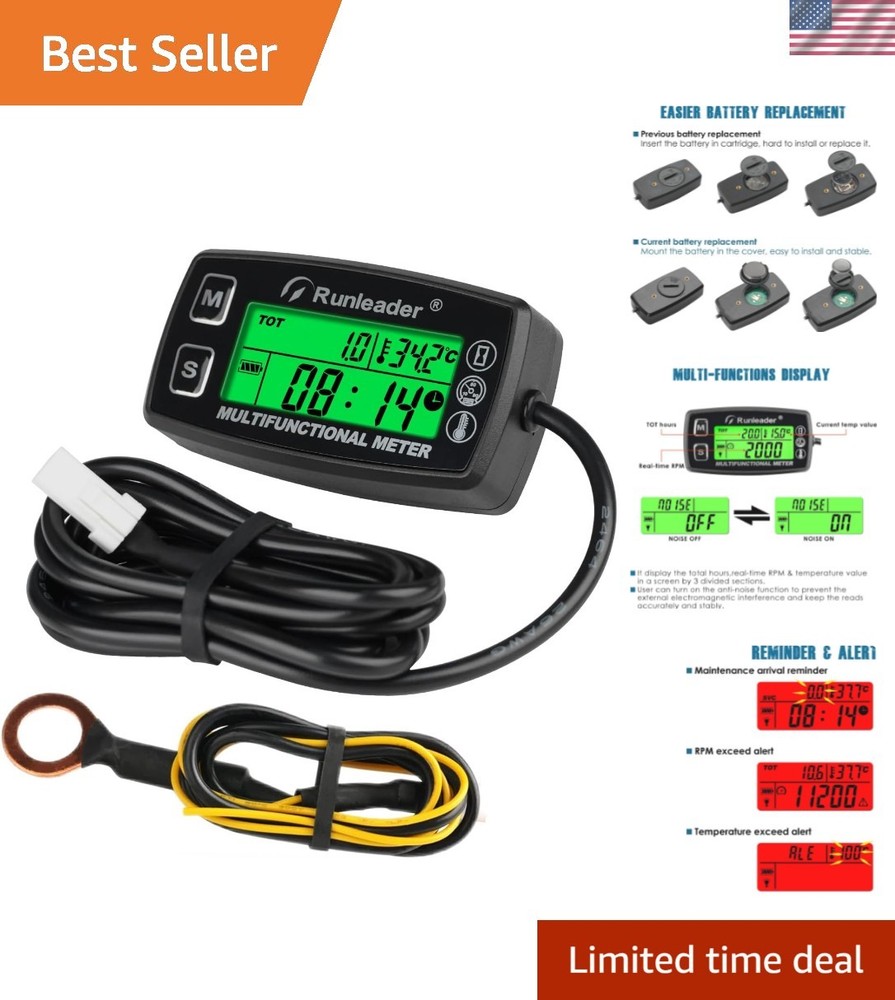 Engine Performance Monitor: Digital Hour Meter & Temperature Alert System