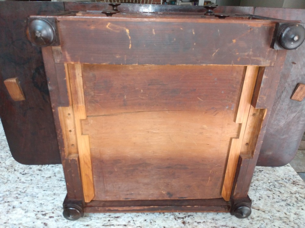 Antique two drawer drop leaf spool thread cabinet