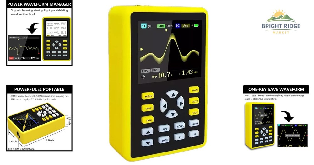 Handheld Oscilloscope for Voltage and Frequency Measurement with Compact Design