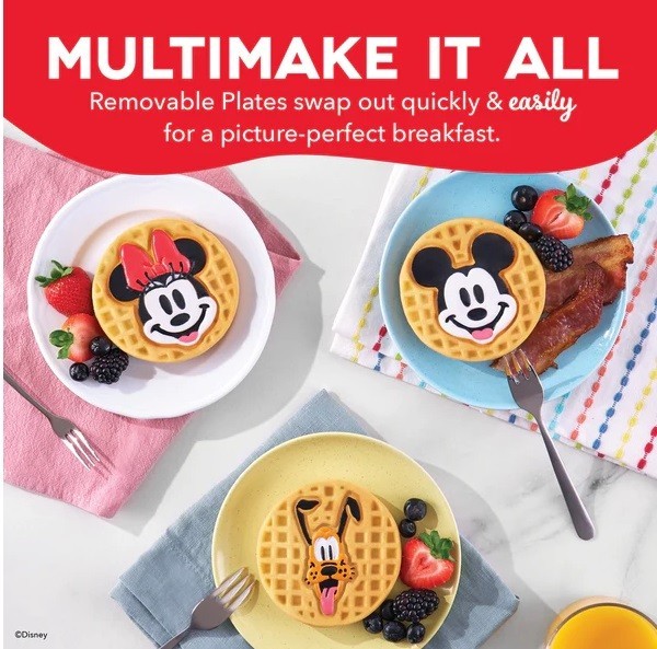 Dash Disney Multimaker Mini Maker System Mickey and Friends Waffle Maker 4 plate