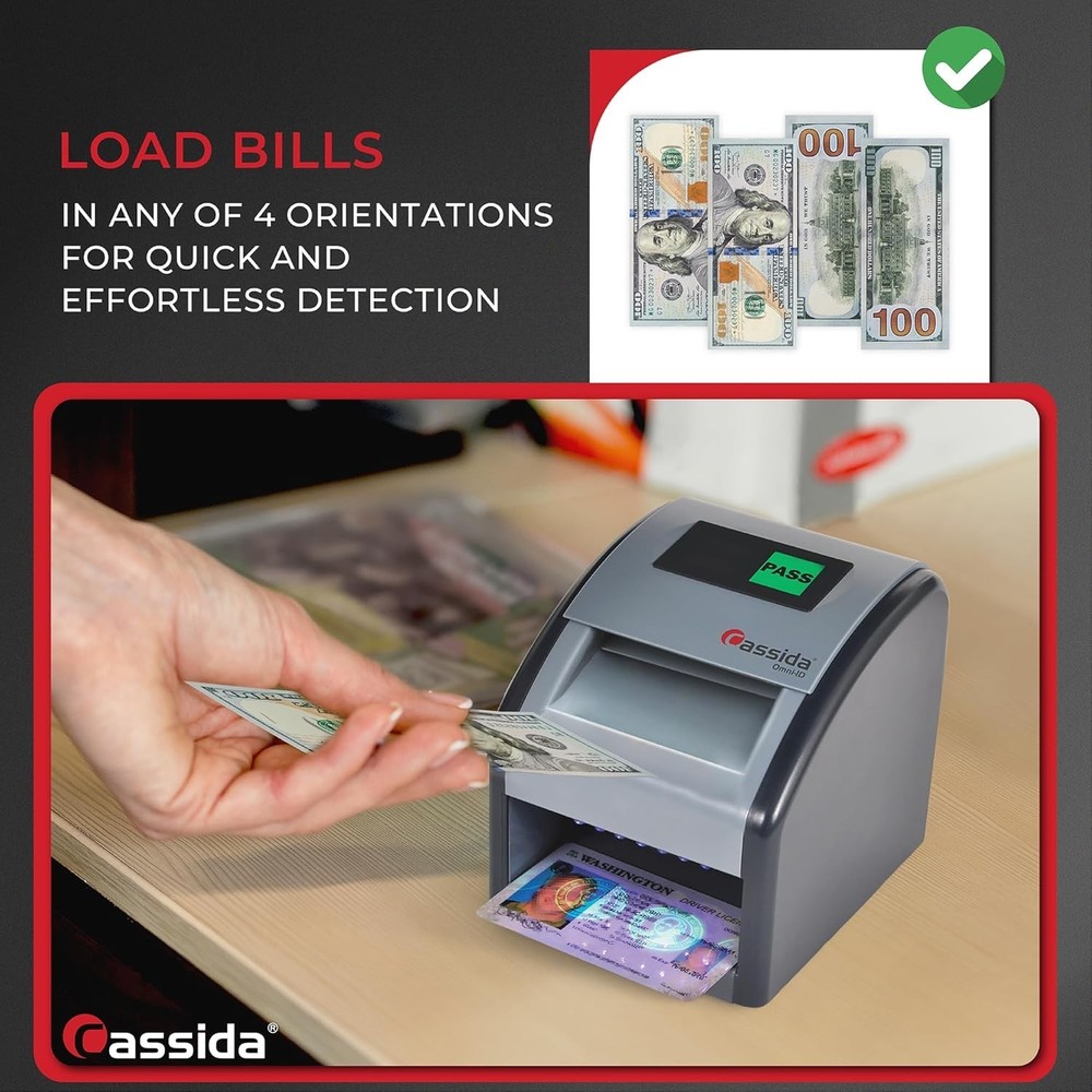 Currency Counterfeit Detector UV IR Magnetic Bill Checker with Pass/Fail