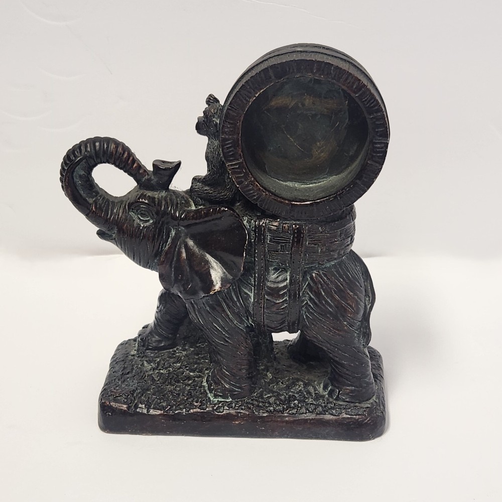 Vintage Colonial Clock Co. Elephant With Monkey without the Clock