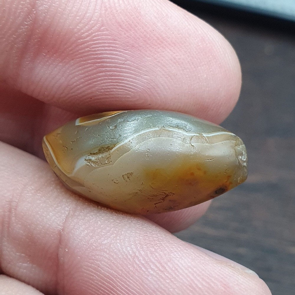 AA Ancient Suleimani Gray Agate Bead , Rare Himalayan agate bead