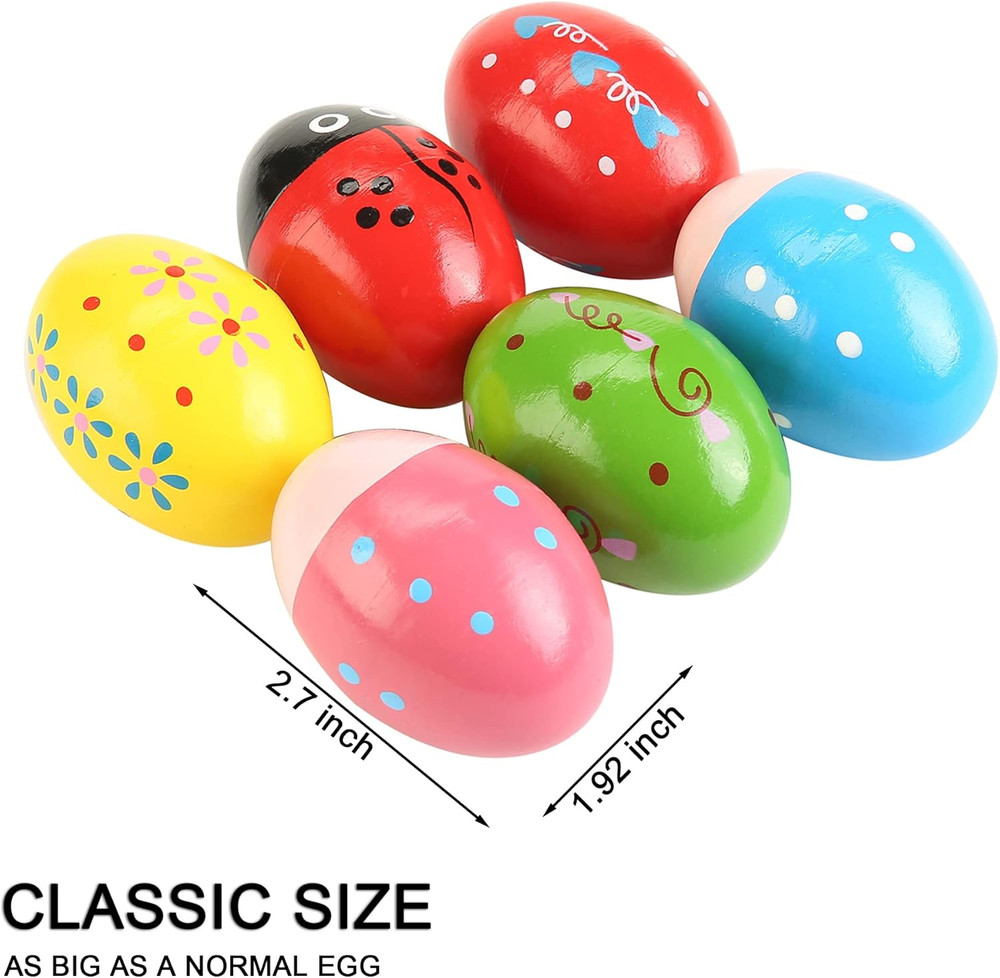 6pcs Wooden Egg Shakers Musical Percussion Instruments