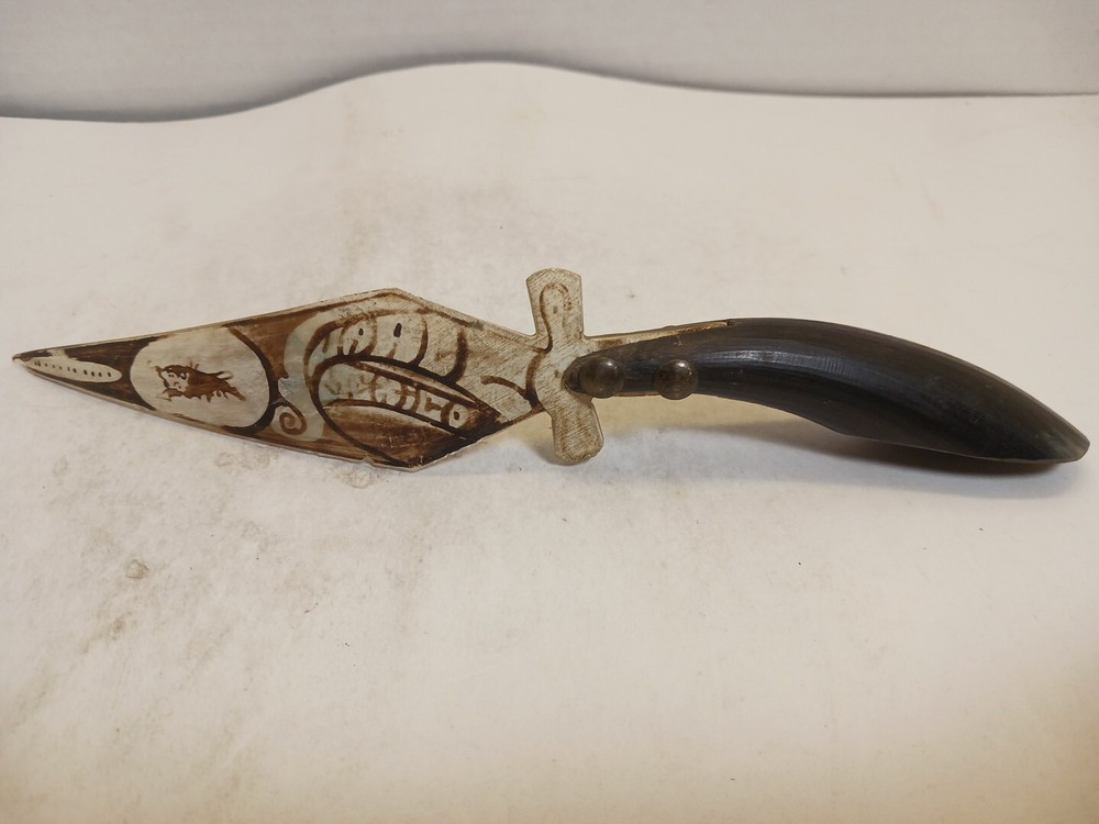 Vintage Bone Knife With Horn Handle