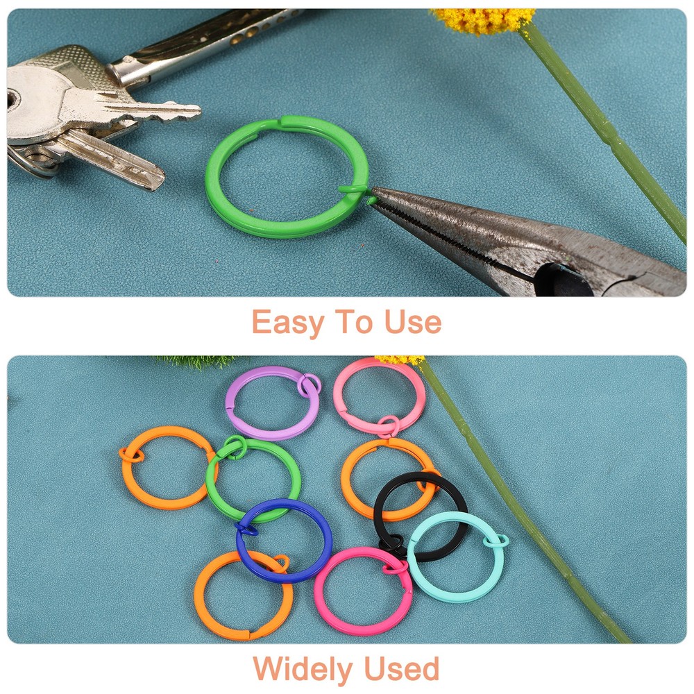 Split Keychain Ring 10Pcs Round Flat Key Holder with Open Jump Ring, Multi Color