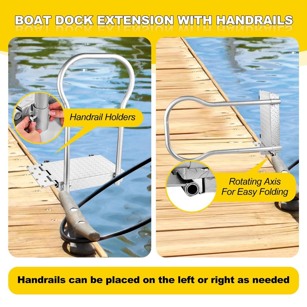 Foldable Boat Boarding Platforms W/Handrail Dock Extension Step Load 500lb