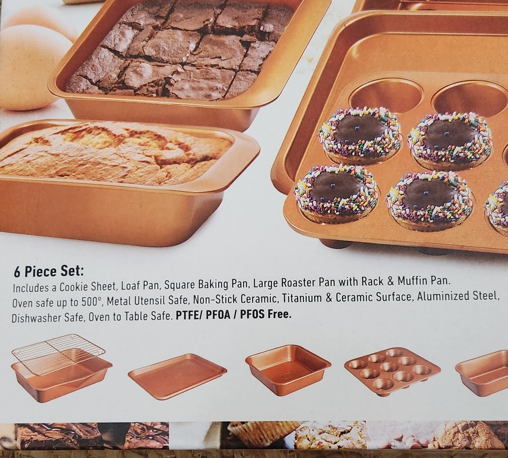 Gotham 6 Pc Srackmaster Ceramic Copper Titanium Bakeware Set Non Stick NEW