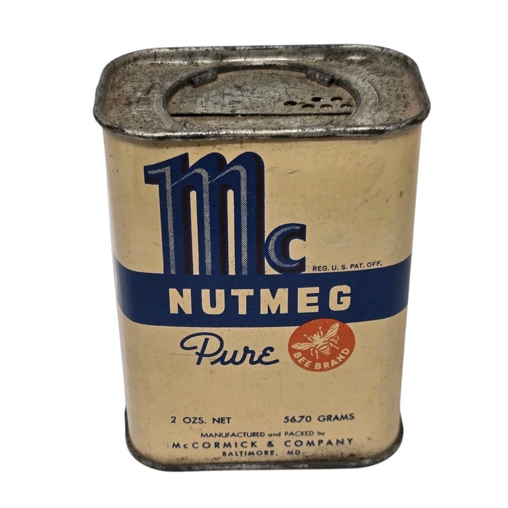 Vintage 1941 McCormick Nutmeg Spice Tin