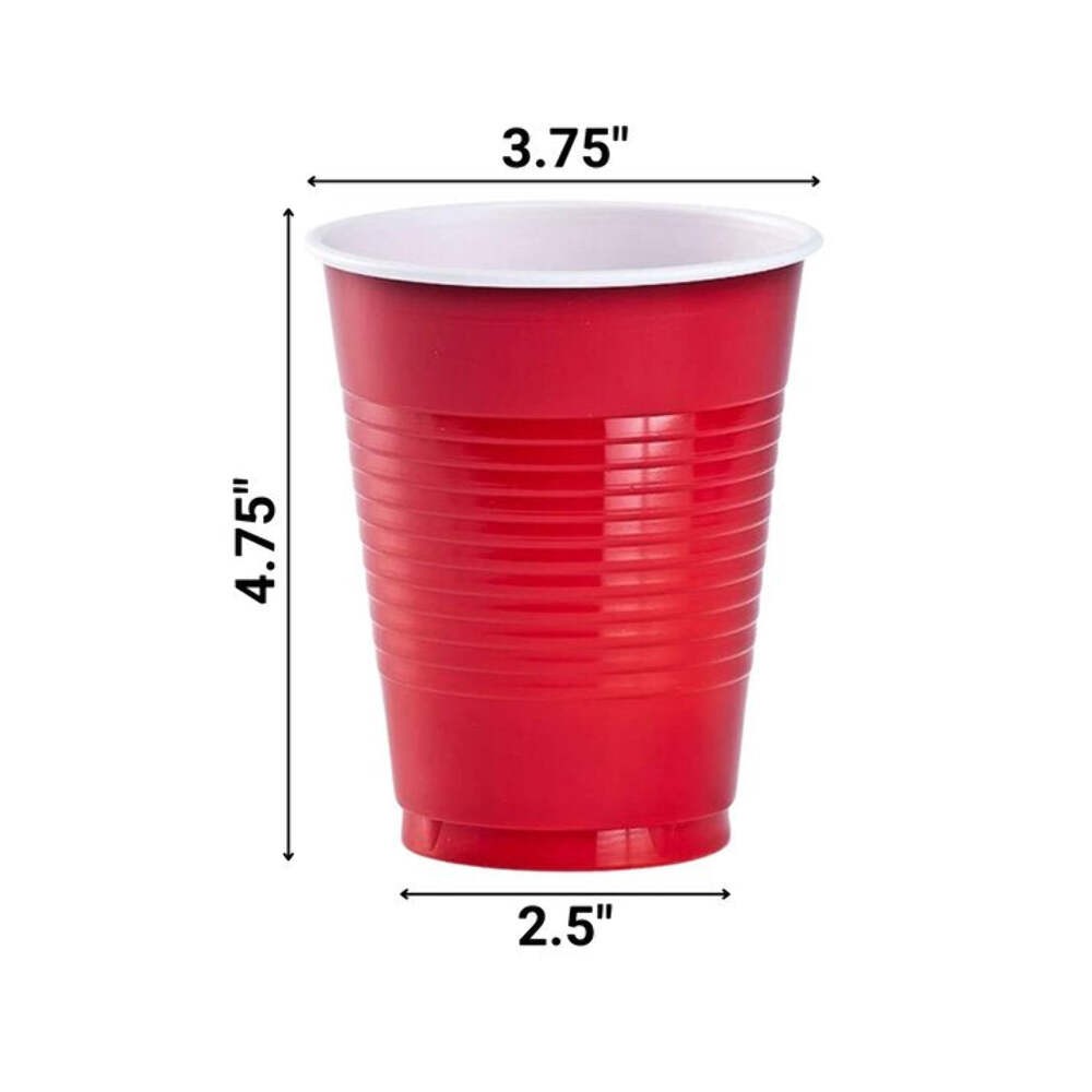 Disposable 18oz Apple Red Plastic Cups: 4 Pack