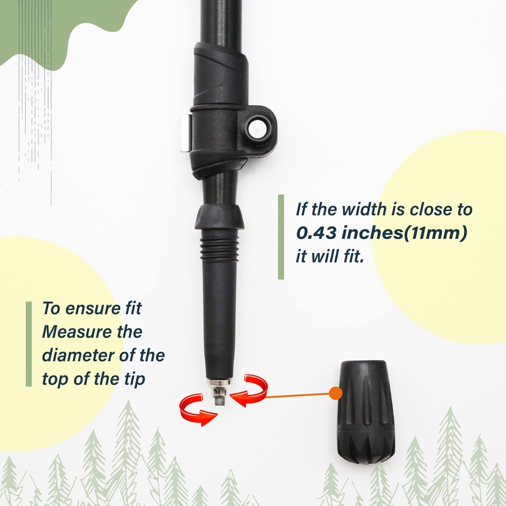 Trekking Pole Tips 6pc/set Walking Stick Tips Hiking Pole Tips Rubber Tips Walki