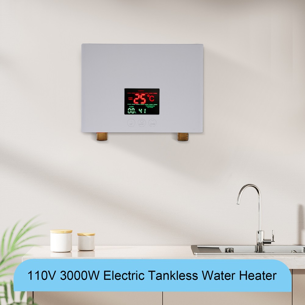 110V Kitchen Electric Hot Tankless Water Heater Shower Instant Boiler Bathroom