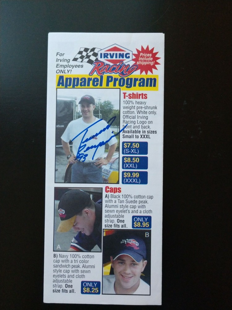 Travis Benjamin AUTOGRAPHED Irving Racing Apparel Program Brochure - Busch North