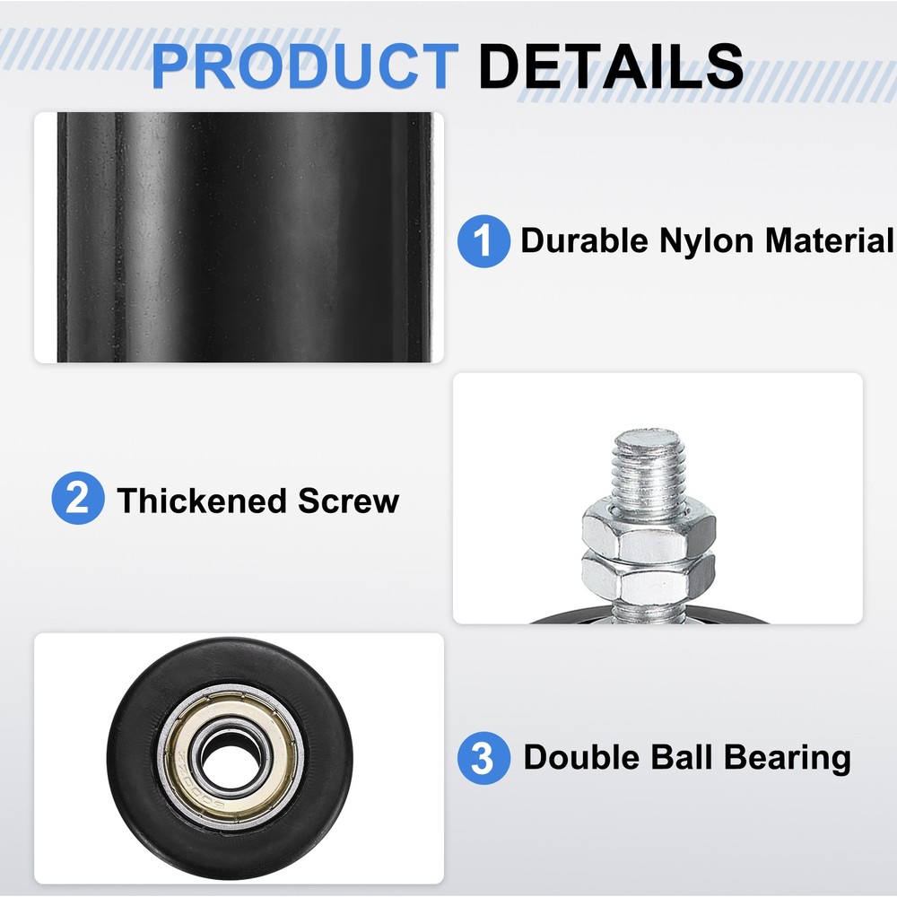 4Pcs Slide Gate Guide Roller 1.7" Nylon Sliding Gate Support Assembly, Black