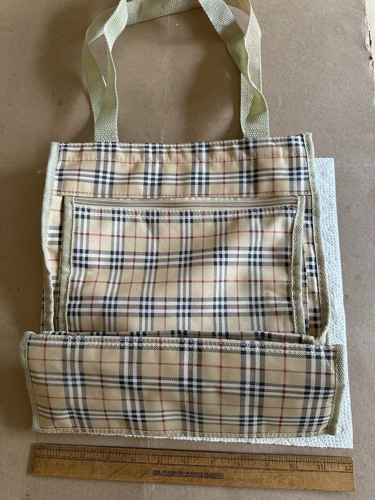 Vintage Tote Bag Designer House Check Pattern