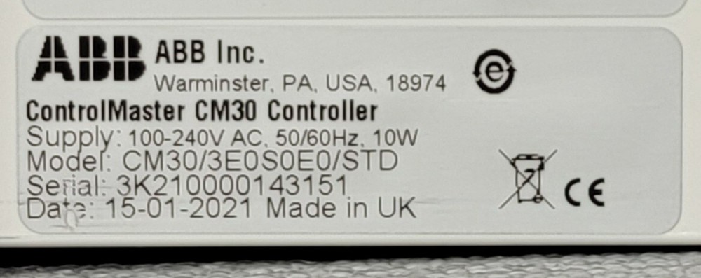 ABB CM30/3E0S0E0/STD ControlMaster CM30 Controller Great Working Condition
