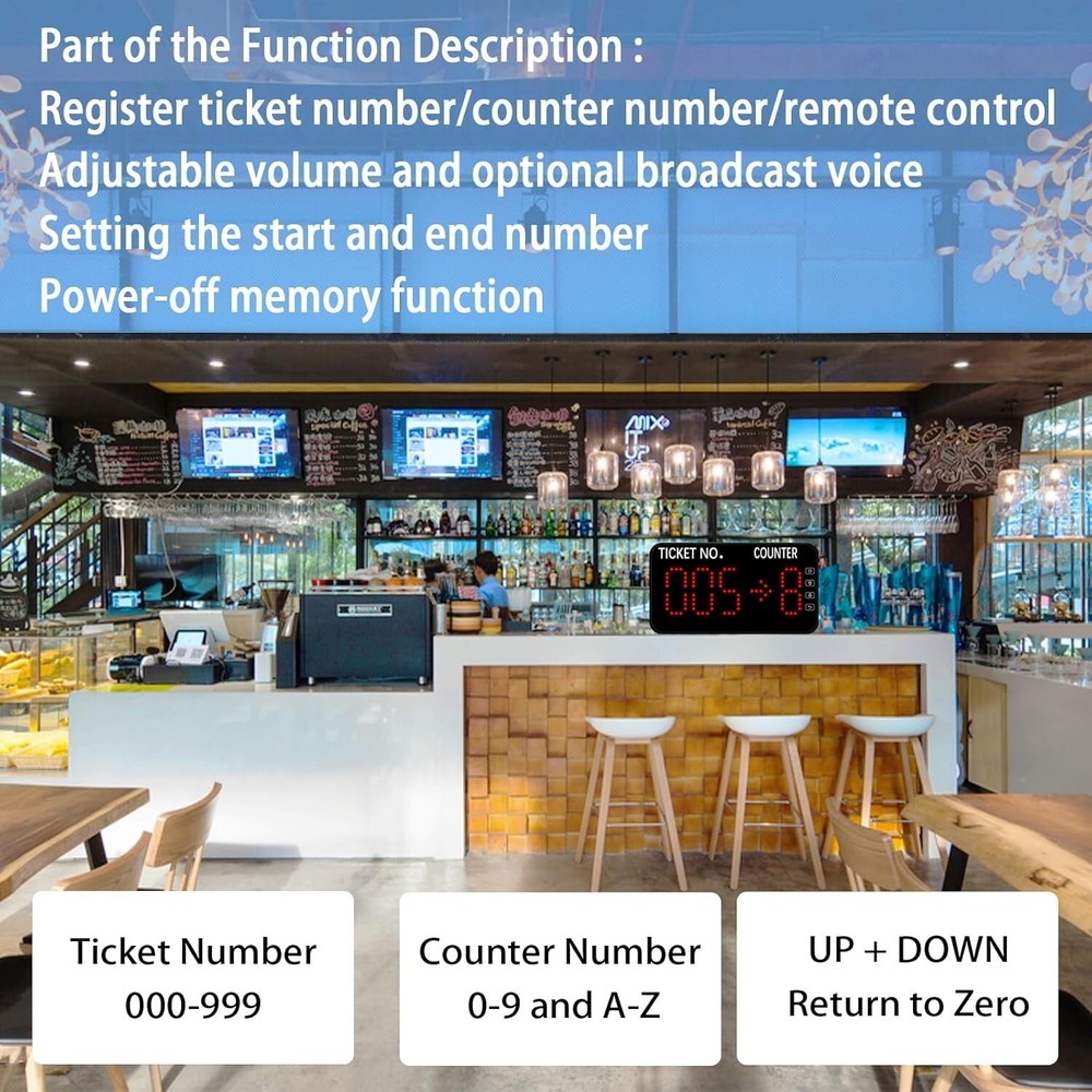 Number Calling System Take a Number System LED Queue Display Show Tickets Number