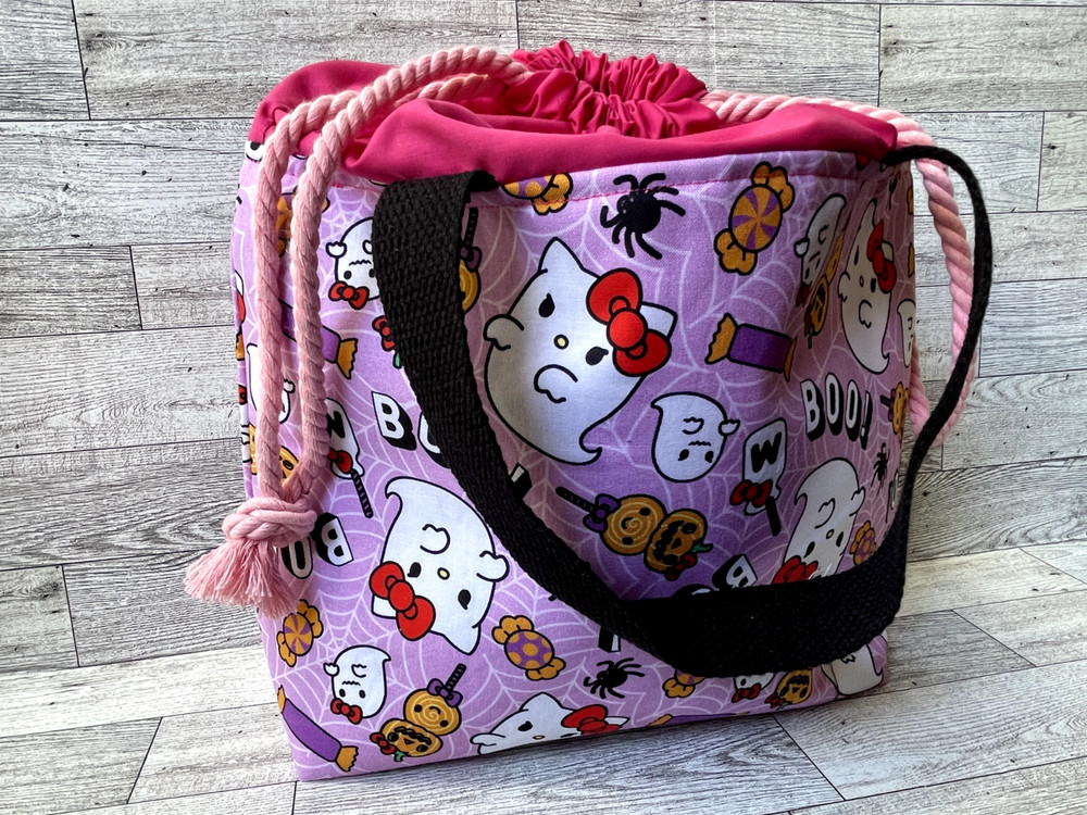Project Bag Knitting Crochet DrawstringYarn Storage Halloween Ghost Fall Storage