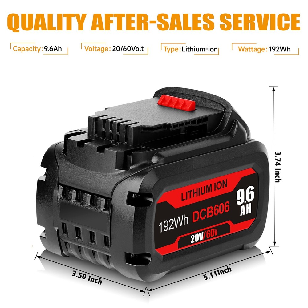 2PACK 9.6Ah For DeWALT DCB609 FLEXVOLT 20V/60V MAX DCB606 Lithium-Ion Battery