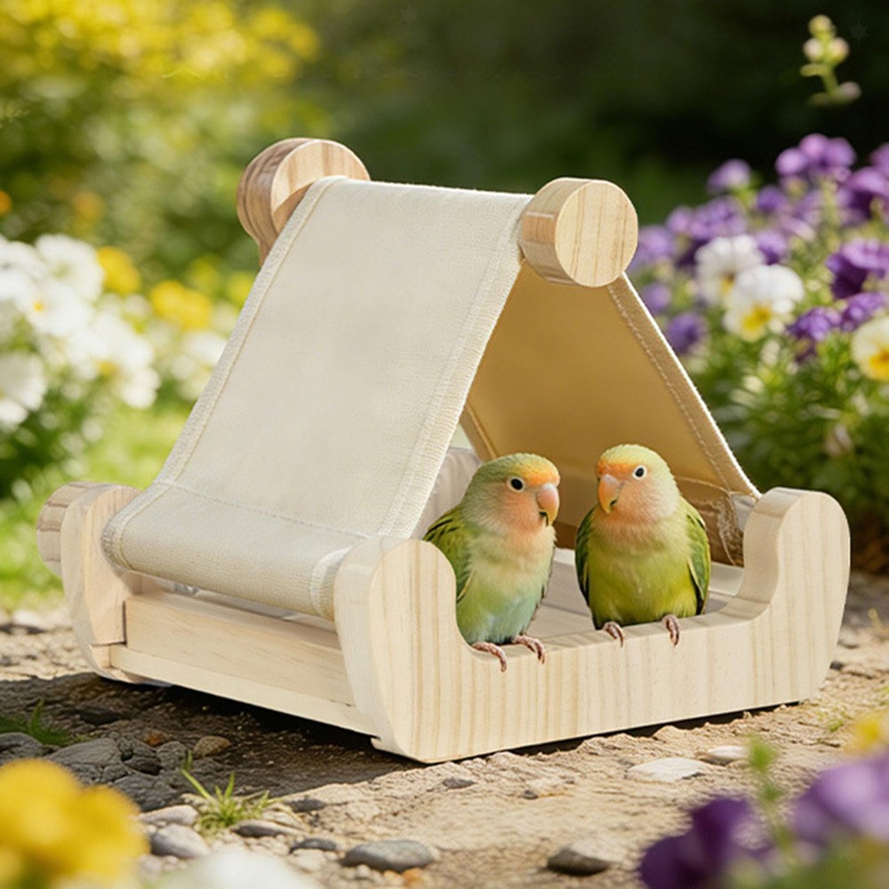 Wooden Cage Bird Bed Parrot Sleeping Hammock Practical