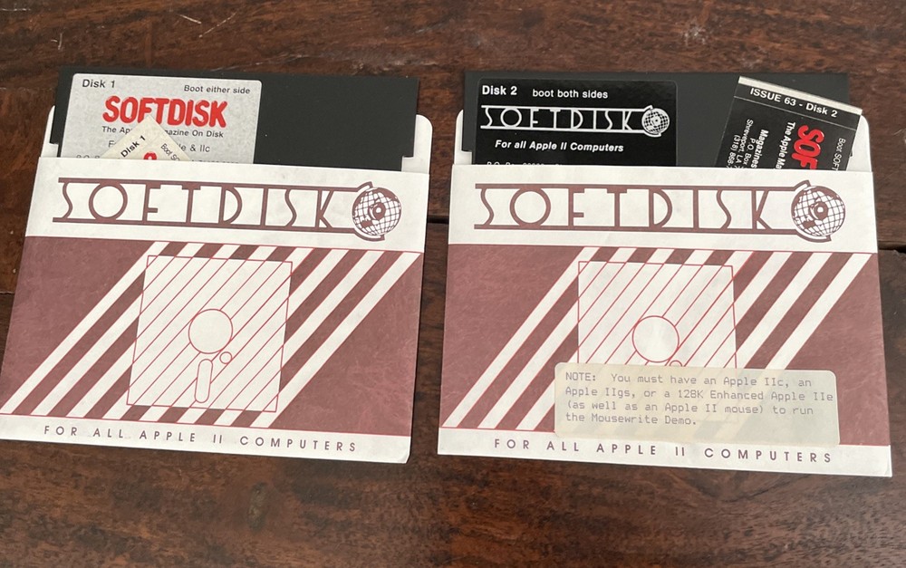 Softdisk #63, a vintage magazine on disk for Apple II computer Line