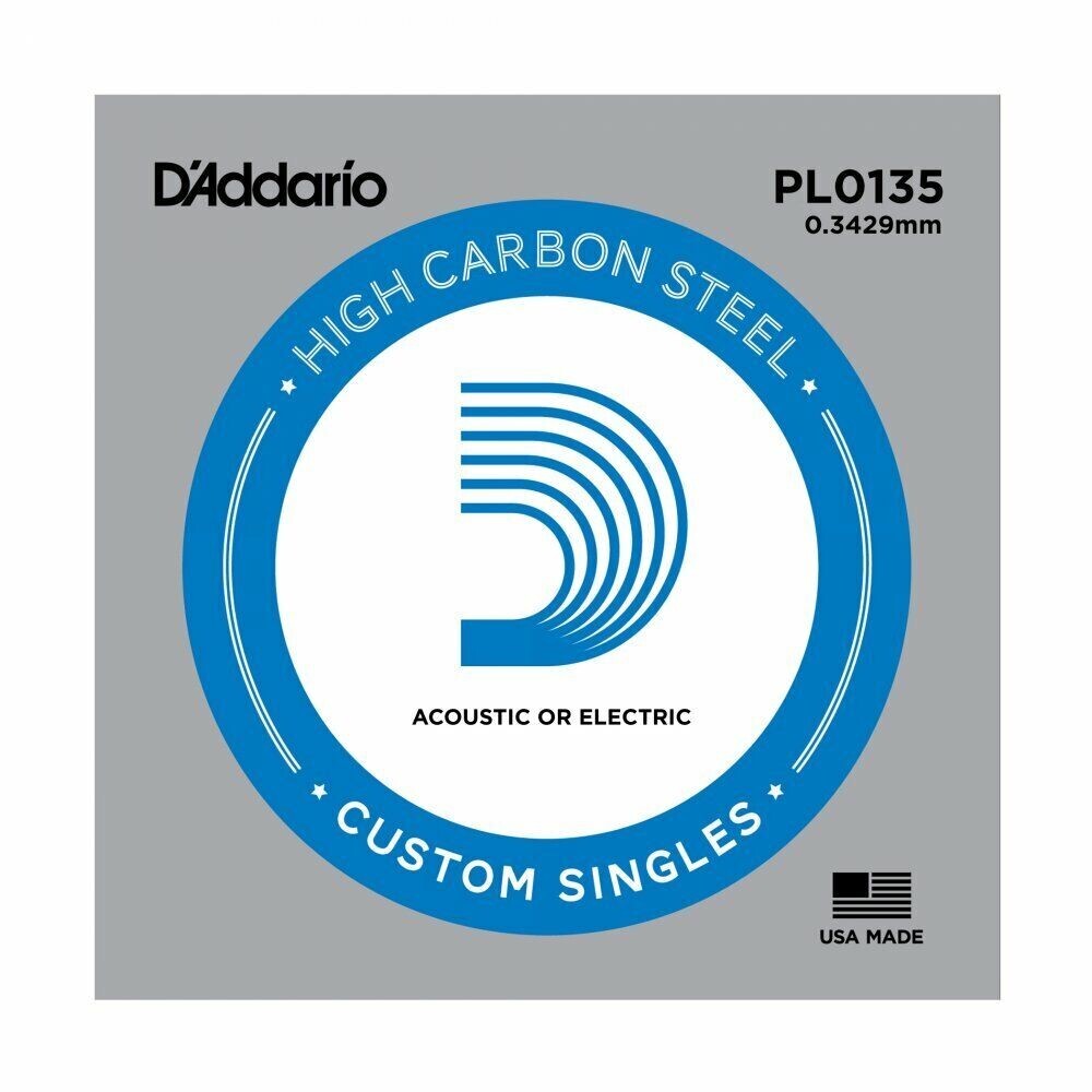 5-Pack D'Addario PL0135 Plain Steel Single Guitar String .0135