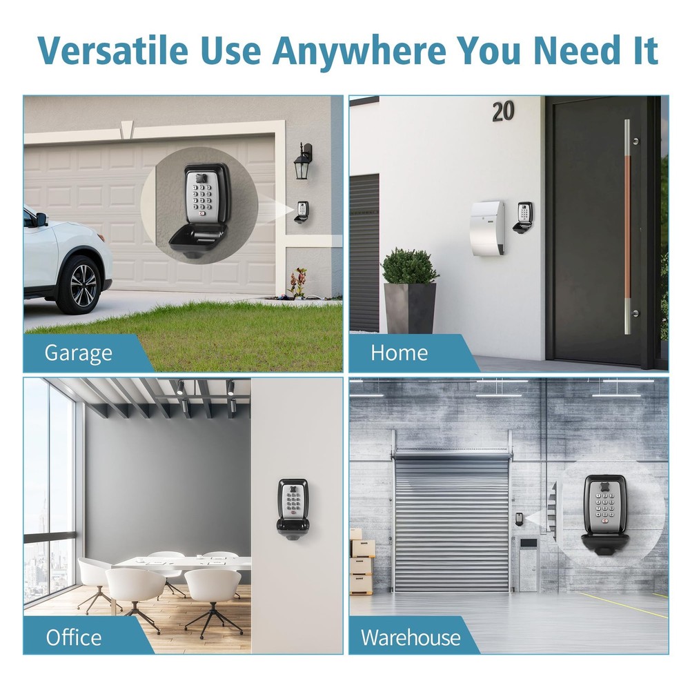 Key Lock Box With Code, Large Capacity 9 Digit Combination Lock Box Wall Moun...