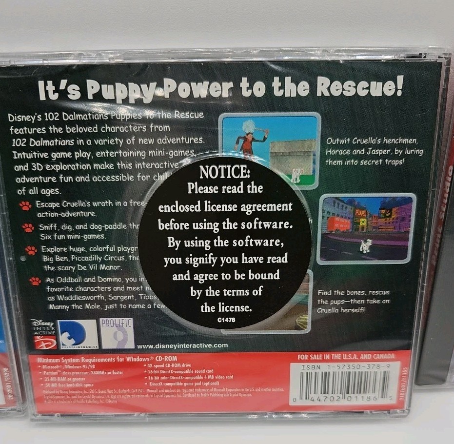 Disney 101 Dalmations Software CD ROM Bundle