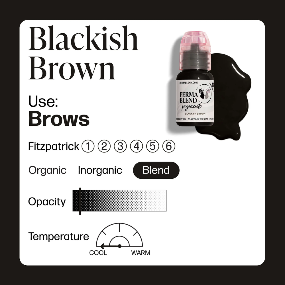 PERMA BLEND PMU Permanent Makeup Eyebrow Permablend Blackish Brown. .5 oz 1/2oz