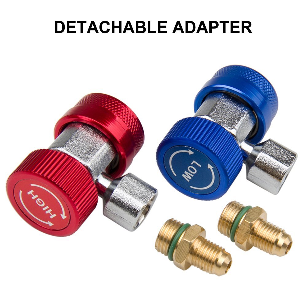 Adjustable AC Quick Coupler Connector Adapter High Low Side 1/4" SAE HVAC